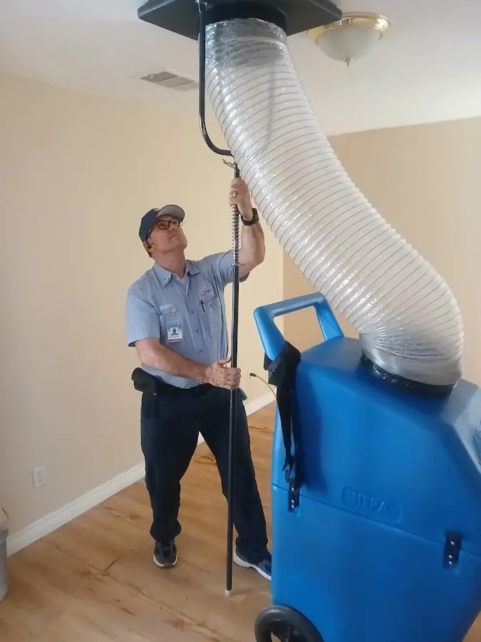 Mini Split Installation technician using HEPA equipment in Fond du Lac